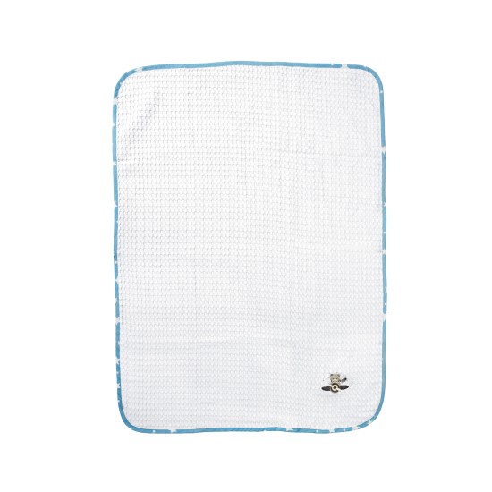 Κουβέρτα Πικέ Βρεφική Αγκαλιάς Aviator 184 White-Sky Blue Cotton Dimcol (80x110) 1Τεμ