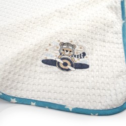 Κουβέρτα Πικέ Βρεφική Αγκαλιάς Aviator 184 White-Sky Blue Cotton Dimcol (80x110) 1Τεμ