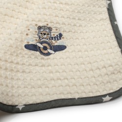 Κουβέρτα Πικέ Βρεφική Αγκαλιάς Aviator 185 Ecru-Grey Cotton Dimcol (80x110) 1Τεμ