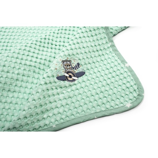 Κουβέρτα Πικέ Βρεφική Αγκαλιάς Aviator 186 Mint Cotton Dimcol (80x110) 1Τεμ