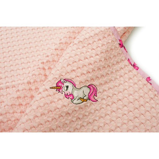 Κουβέρτα Πικέ Βρεφική Κούνιας Unicorn 187 Pink Cotton Dimcol (100x160) 1Τεμ