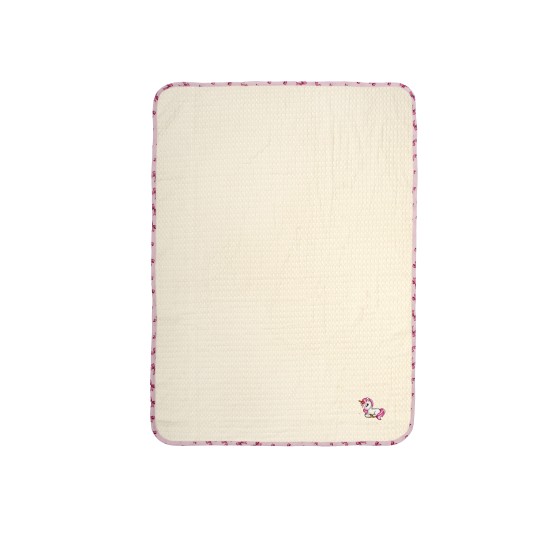 Κουβέρτα Πικέ Βρεφική Κούνιας Unicorn 189 Ecru-Pink Cotton Dimcol (100x160) 1Τεμ