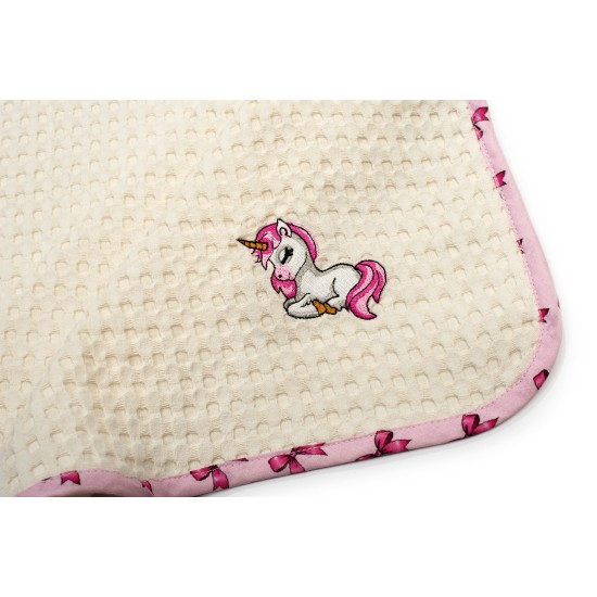 Κουβέρτα Πικέ Βρεφική Κούνιας Unicorn 189 Ecru-Pink Cotton Dimcol (100x160) 1Τεμ