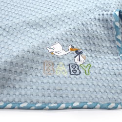 Κουβέρτα Πικέ Βρεφική Αγκαλιάς Stork 191 Sky Blue Cotton Dimcol (80x110) 1Τεμ