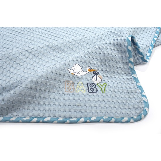 Κουβέρτα Πικέ Βρεφική Αγκαλιάς Stork 191 Sky Blue Cotton Dimcol (80x110) 1Τεμ