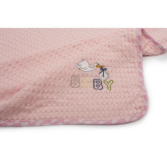 Κουβέρτα Πικέ Βρεφική Κούνιας Stork 192 Pink Cotton Dimcol (100x160) 1Τεμ