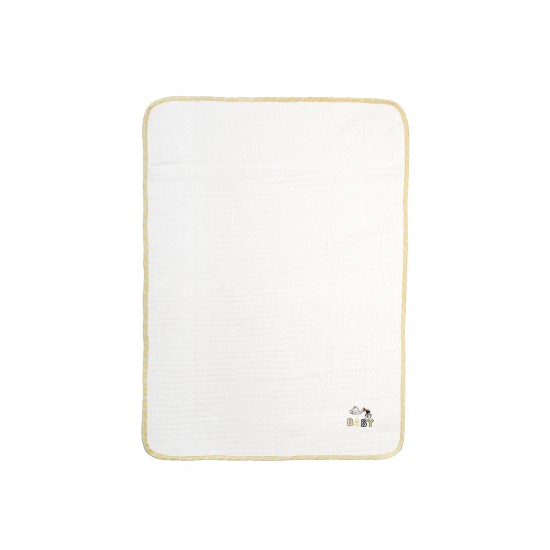 Κουβέρτα Πικέ Βρεφική Αγκαλιάς Stork 193 White-Yellow Cotton Dimcol (80x110) 1Τεμ