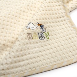 Κουβέρτα Πικέ Βρεφική Αγκαλιάς Stork 194 Ecru-Yellow Cotton Dimcol (80x110) 1Τεμ