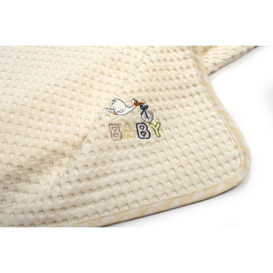 Κουβέρτα Πικέ Βρεφική Αγκαλιάς Stork 194 Ecru-Yellow Cotton Dimcol (80x110) 1Τεμ