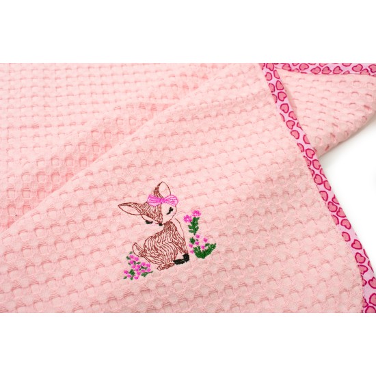 Κουβέρτα Πικέ Βρεφική Αγκαλιάς Deer 196 Pink Cotton Dimcol (80x110) 1Τεμ