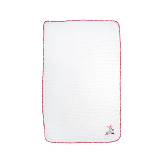 Κουβέρτα Πικέ Βρεφική Αγκαλιάς Deer 197 White-Pink Cotton Dimcol (80x110) 1Τεμ