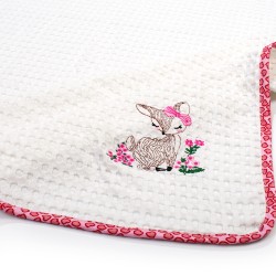 Κουβέρτα Πικέ Βρεφική Αγκαλιάς Deer 197 White-Pink Cotton Dimcol (80x110) 1Τεμ