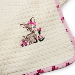 Κουβέρτα Πικέ Βρεφική Αγκαλιάς Deer 198 Ecru-Pink Cotton Dimcol (80x110) 1Τεμ