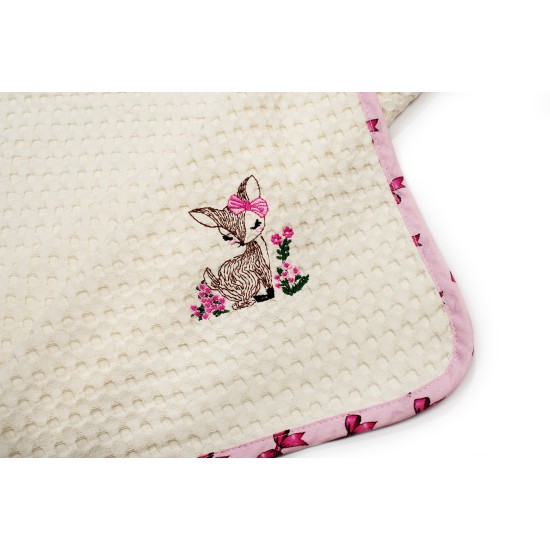 Κουβέρτα Πικέ Βρεφική Αγκαλιάς Deer 198 Ecru-Pink Cotton Dimcol (80x110) 1Τεμ
