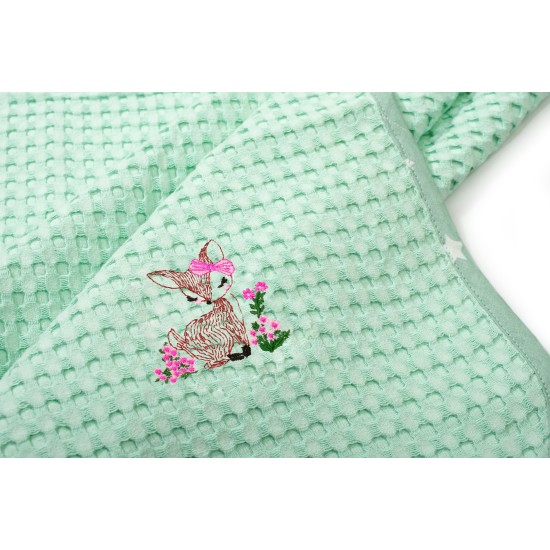 Κουβέρτα Πικέ Βρεφική Αγκαλιάς Deer 199 Mint Cotton Dimcol (80x110) 1Τεμ