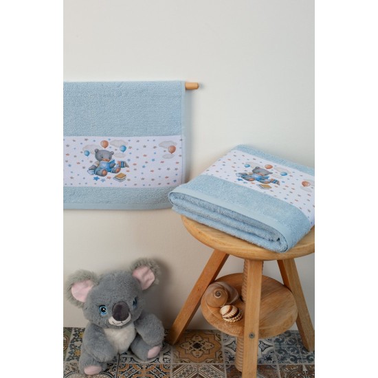 Πετσέτες Βρεφικές Σετ Bebe Studying Bear 36 L.Blue Cotton Dimcol 2Τεμ
