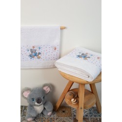 Πετσέτες Βρεφικές Σετ Bebe Studying Bear 37 White Cotton Dimcol 2Τεμ
