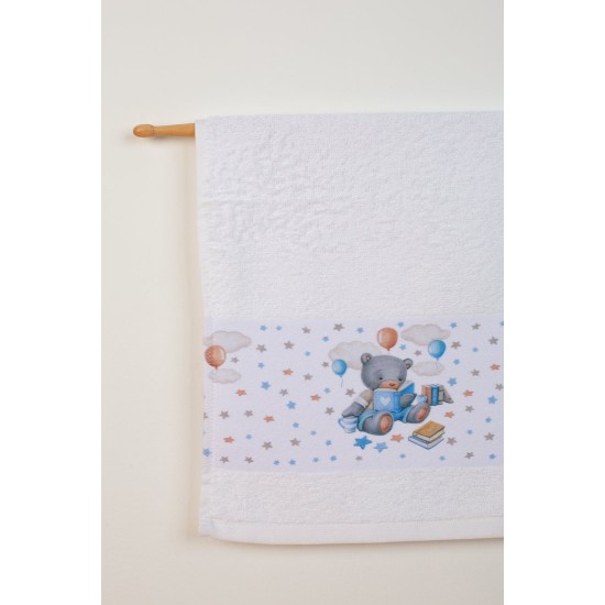 Πετσέτες Βρεφικές Σετ Bebe Studying Bear 37 White Cotton Dimcol 2Τεμ