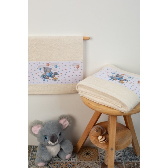 Πετσέτες Βρεφικές Σετ Bebe Studying Bear 38 Ecru Cotton Dimcol 2Τεμ