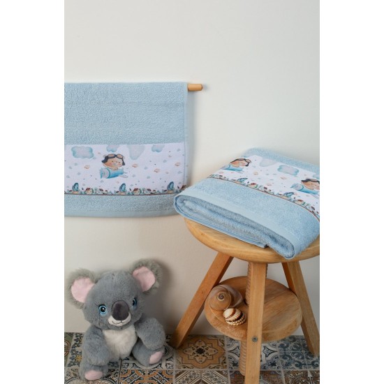 Πετσέτες Βρεφικές Σετ Bebe Pilot 118 L.Blue Cotton Dimcol 2Τεμ