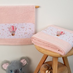 Πετσέτες Βρεφικές Σετ Bebe Into The Sky 68 Pink Cotton Dimcol 2Τεμ