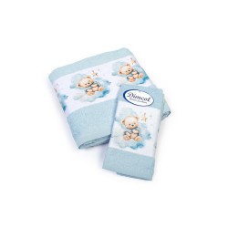 Πετσέτες Παιδικές Με Ψηφιακή Εκτύπωση Σετ Bebe Bath Cute Bear 301 Sky Blue Cotton Dimcol 2Τεμ