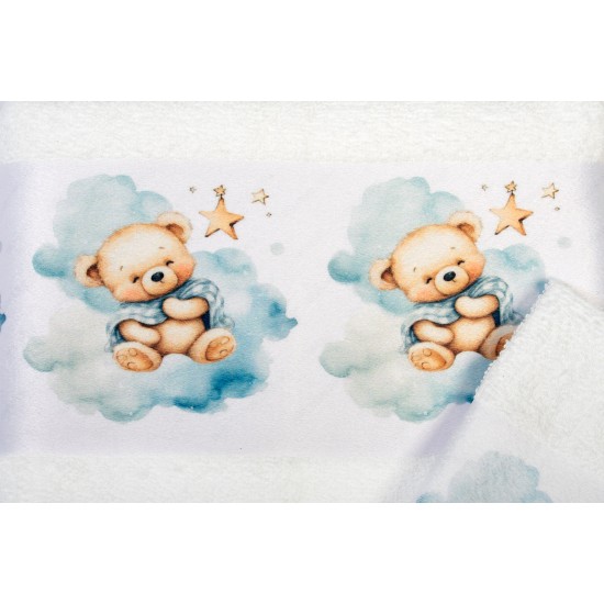 Πετσέτες Παιδικές Με Ψηφιακή Εκτύπωση Σετ Bebe Bath Cute Bear 302 White Cotton Dimcol 2Τεμ