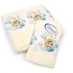 Πετσέτες Παιδικές Με Ψηφιακή Εκτύπωση Σετ Bebe Bath Cute Bear 303 Ecru Cotton Dimcol 2Τεμ