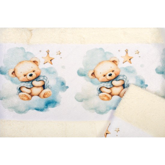 Πετσέτες Παιδικές Με Ψηφιακή Εκτύπωση Σετ Bebe Bath Cute Bear 303 Ecru Cotton Dimcol 2Τεμ
