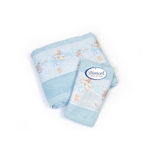 Πετσέτες Παιδικές Με Ψηφιακή Εκτύπωση Σετ Bebe Bath Helicopter 305 Sky Blue Cotton Dimcol 2Τεμ