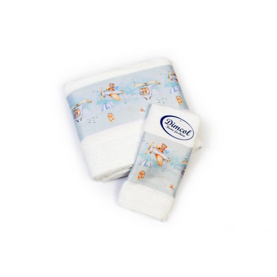 Πετσέτες Παιδικές Με Ψηφιακή Εκτύπωση Σετ Bebe Bath Helicopter 306 White Cotton Dimcol 2Τεμ
