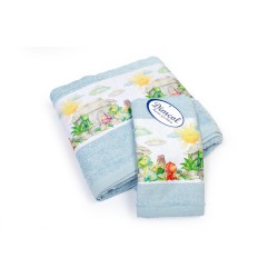 Πετσέτες Παιδικές Με Ψηφιακή Εκτύπωση Σετ Bebe Bath Dinosaurs 310 Sky Blue Cotton Dimcol 2Τεμ