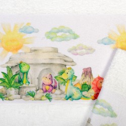 Πετσέτες Παιδικές Με Ψηφιακή Εκτύπωση Σετ Bebe Bath Dinosaurs 311 White Cotton Dimcol 2Τεμ