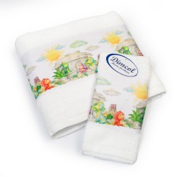 Πετσέτες Παιδικές Με Ψηφιακή Εκτύπωση Σετ Bebe Bath Dinosaurs 311 White Cotton Dimcol 2Τεμ