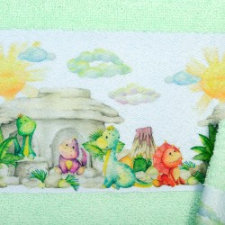 Πετσέτες Παιδικές Με Ψηφιακή Εκτύπωση Σετ Bebe Bath Dinosaurs 313 Mint Cotton Dimcol 2Τεμ