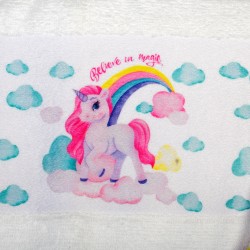 Πετσέτες Παιδικές Με Ψηφιακή Εκτύπωση Σετ Bebe Bath Magic Unicorn 316 White Cotton Dimcol 2Τεμ