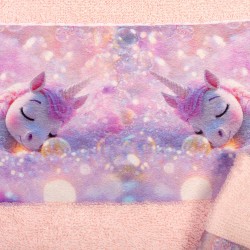 Πετσέτες Παιδικές Με Ψηφιακή Εκτύπωση Σετ Bebe Bath Dreaming Unicorn 320 Pink Cotton Dimcol 2Τεμ