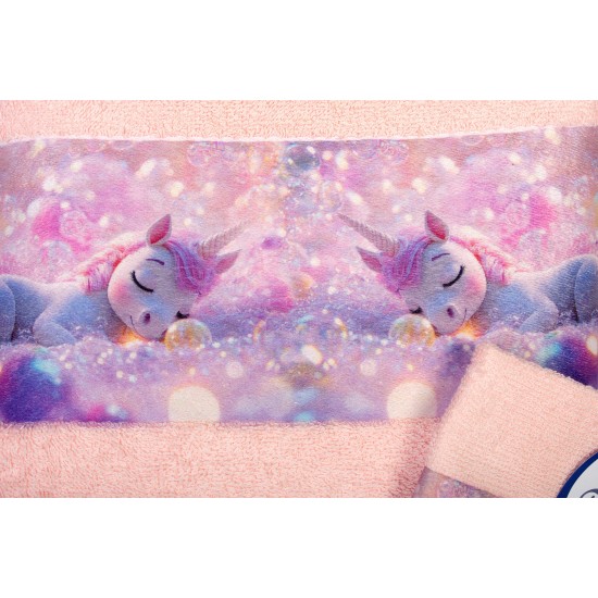 Πετσέτες Παιδικές Με Ψηφιακή Εκτύπωση Σετ Bebe Bath Dreaming Unicorn 320 Pink Cotton Dimcol 2Τεμ