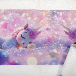 Πετσέτες Παιδικές Με Ψηφιακή Εκτύπωση Σετ Bebe Bath Dreaming Unicorn 321 White Cotton Dimcol 2Τεμ