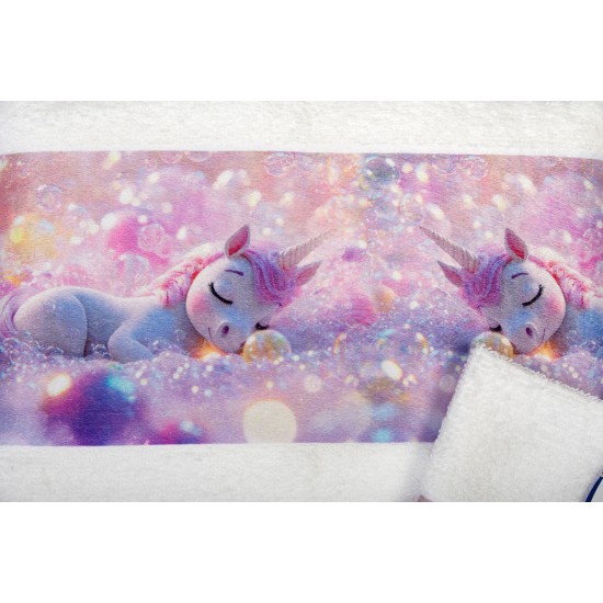 Πετσέτες Παιδικές Με Ψηφιακή Εκτύπωση Σετ Bebe Bath Dreaming Unicorn 321 White Cotton Dimcol 2Τεμ