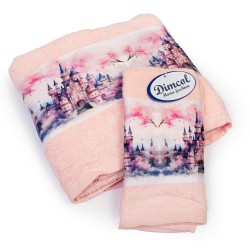 Πετσέτες Παιδικές Με Ψηφιακή Εκτύπωση Σετ Bebe Bath Fairytale Castle 325 Pink Cotton Dimcol 2Τεμ