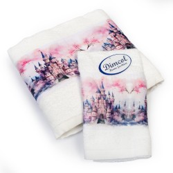 Πετσέτες Παιδικές Με Ψηφιακή Εκτύπωση Σετ Bebe Bath Fairytale Castle 326 White Cotton Dimcol 2Τεμ
