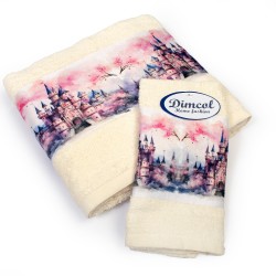 Πετσέτες Παιδικές Με Ψηφιακή Εκτύπωση Σετ Bebe Bath Fairytale Castle 327 Ecru Cotton Dimcol 2Τεμ