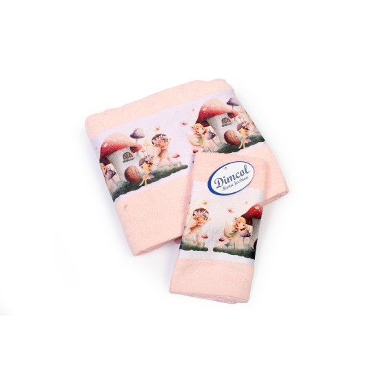 Πετσέτες Παιδικές Με Ψηφιακή Εκτύπωση Σετ Bebe Bath Fairies 330 Pink Cotton Dimcol 2Τεμ