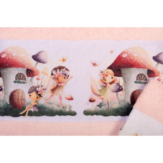 Πετσέτες Παιδικές Με Ψηφιακή Εκτύπωση Σετ Bebe Bath Fairies 330 Pink Cotton Dimcol 2Τεμ
