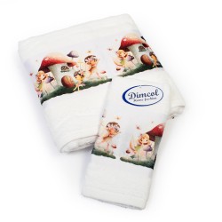 Πετσέτες Παιδικές Με Ψηφιακή Εκτύπωση Σετ Bebe Bath Fairies 331 White Cotton Dimcol 2Τεμ