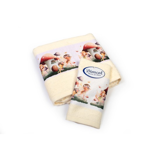 Πετσέτες Παιδικές Με Ψηφιακή Εκτύπωση Σετ Bebe Bath Fairies 332 Ecru Cotton Dimcol 2Τεμ