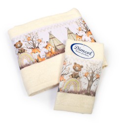 Πετσέτες Παιδικές Με Ψηφιακή Εκτύπωση Σετ Bebe Bath Forest Animals 336 Ecru Cotton Dimcol 2Τεμ