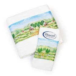 Πετσέτες Παιδικές Με Ψηφιακή Εκτύπωση Σετ Bebe Bath Farm 340 White Cotton Dimcol 2Τεμ