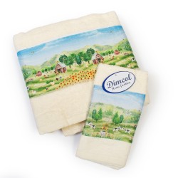 Πετσέτες Παιδικές Με Ψηφιακή Εκτύπωση Σετ Bebe Bath Farm 341 Ecru Cotton Dimcol 2Τεμ